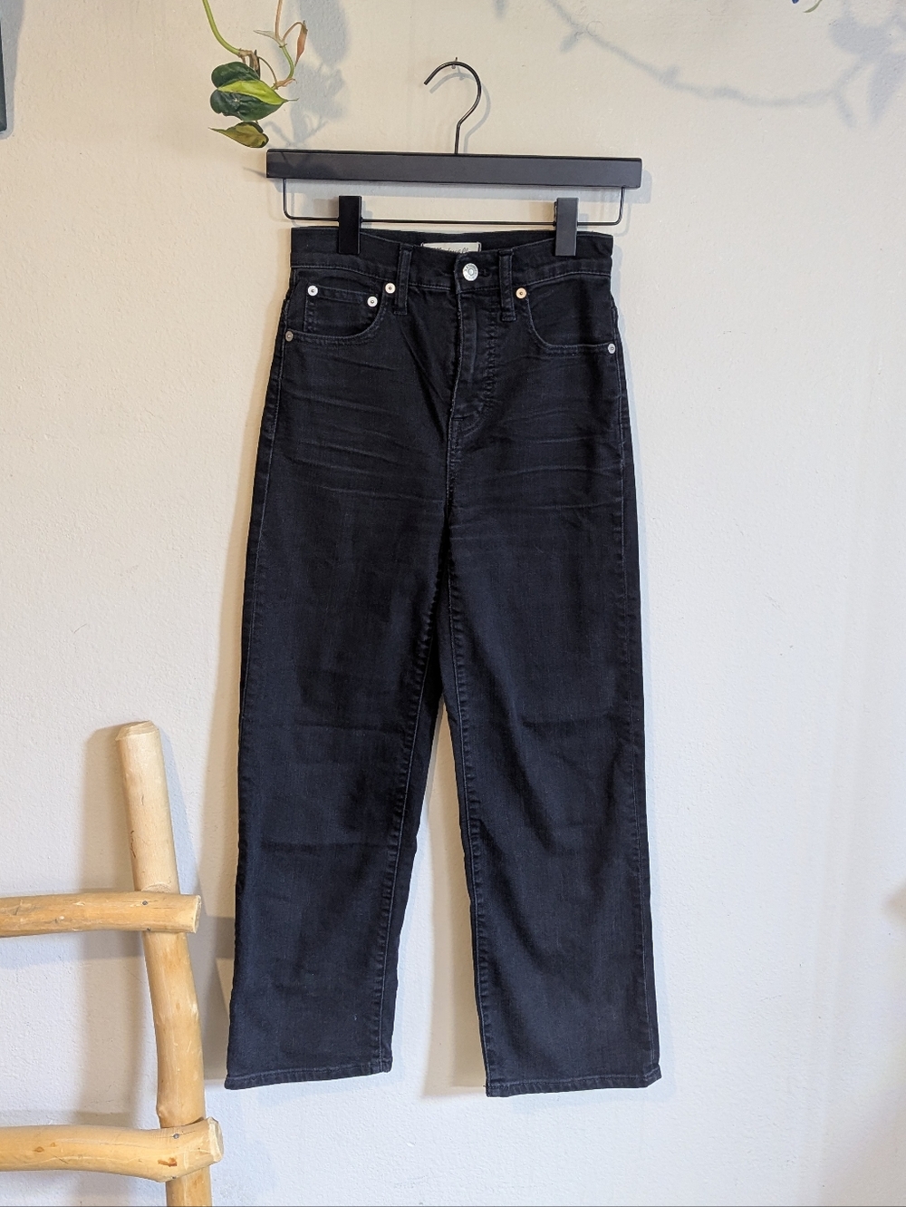 Madewell Slim Wide Leg Crop Black Jeans